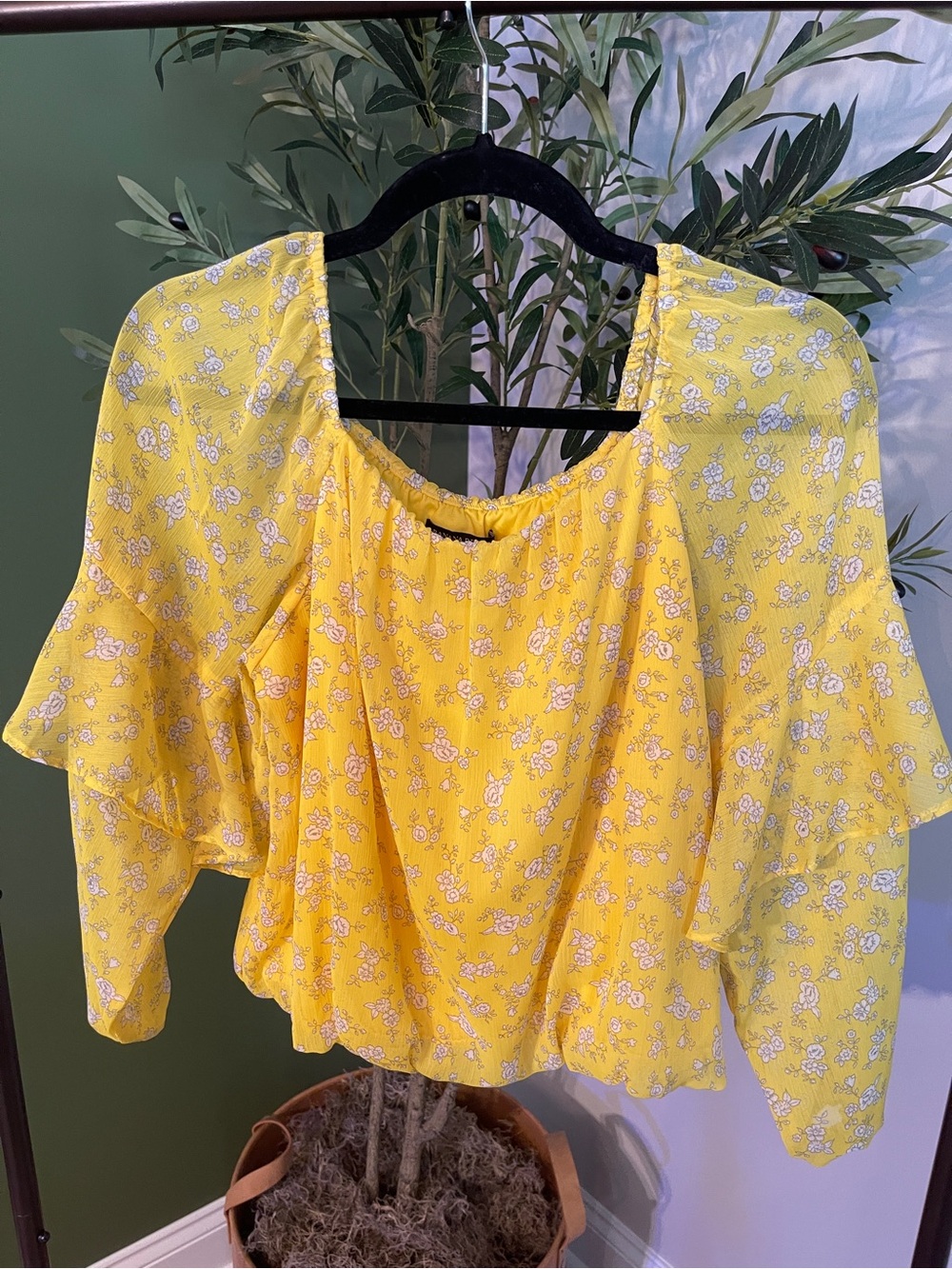 Banana Republic Yellow Floral Blouse